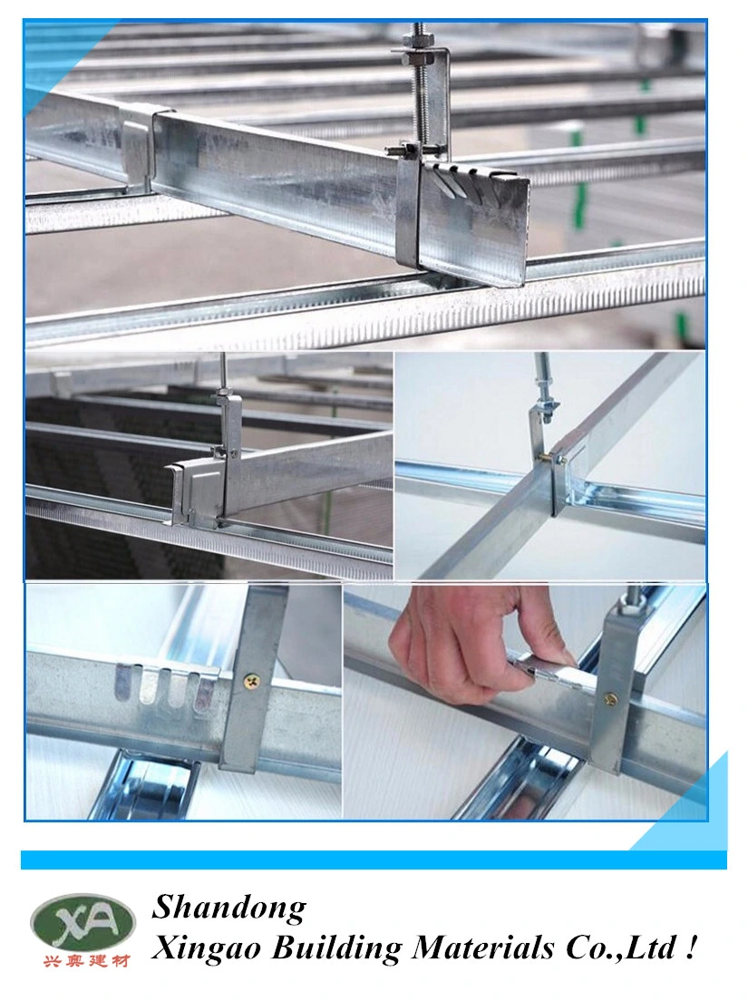 Galvanized Steel Fut/Flat Suspended Metal Tee Bar Ceiling T Grid for PVC /Mineral Fiber Gypsum Board Ceiling Tile/Panel System