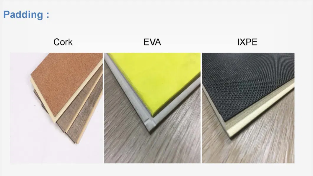 Professional Manufacturer of 100% Waterproof Flooring Vinyl/Spc/PVC/Lvt/Laminate Flooring Planks Eir Surface 100% Virgin, Non-Slip, with EVA/IXPE Underlay